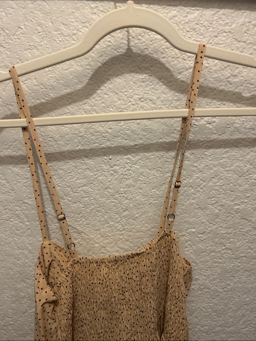 ⭐️ANTHROPOLGIE⭐️ FAITHFUL THE BRAND NWT Beige Polka Dot Lace-Up Maxi Slip Dress - Picture 11 of 13
